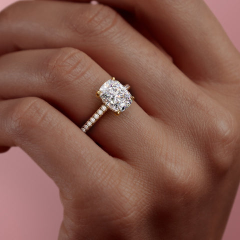 2.0 CT Elongated Cushion Cut Hidden Halo Pave Setting Moissanite Engagement Ring 9 2.0 CT Elongated Cushion Cut Hidden Halo Pave Setting Moissanite Engagement Ring 9
