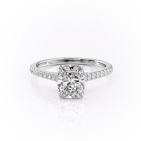 2.0 CT Elongated Cushion Cut Hidden Halo Pave Setting Moissanite Engagement Ring 10 2.0 CT Elongated Cushion Cut Hidden Halo Pave Setting Moissanite Engagement Ring 10