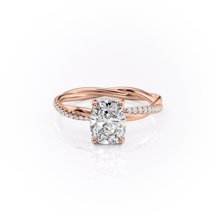 2.0 CT Elongated Cushion Cut Solitaire Twisted Pave Moissanite Engagement Ring 12 2.0 CT Elongated Cushion Cut Solitaire Twisted Pave Moissanite Engagement Ring 12