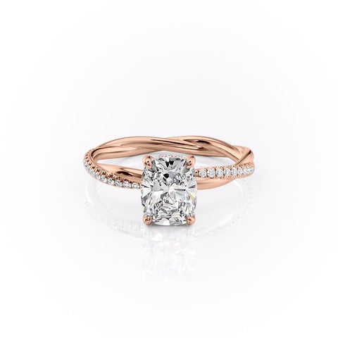 2.0 CT Elongated Cushion Cut Solitaire Twisted Pave Moissanite Engagement Ring 12 2.0 CT Elongated Cushion Cut Solitaire Twisted Pave Moissanite Engagement Ring 12