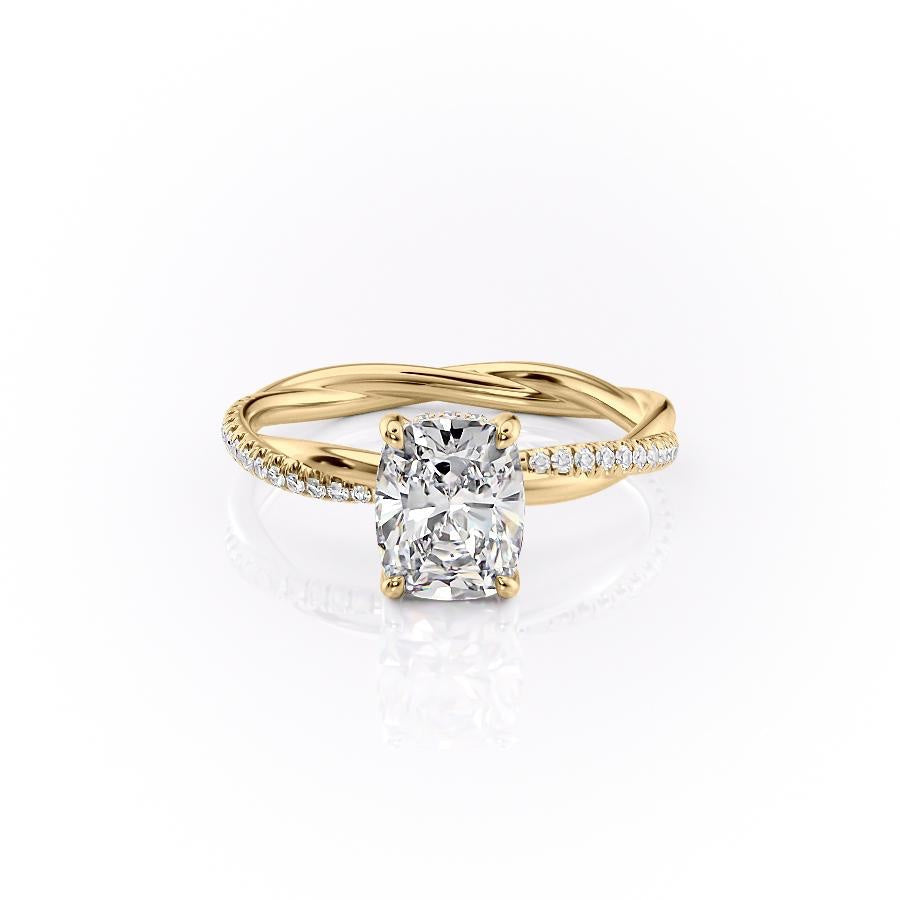 2.0 CT Elongated Cushion Cut Solitaire Twisted Pave Moissanite Engagement Ring 11 2.0 CT Elongated Cushion Cut Solitaire Twisted Pave Moissanite Engagement Ring 11