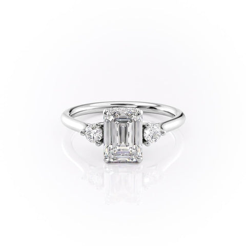 1.91 CT Emerald Cut Three Stone Moissanite Engagement Ring 10 1.91 CT Emerald Cut Three Stone Moissanite Engagement Ring 10