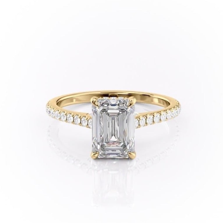 2.10 CT Emerald Cut Solitaire Pave Setting Moissanite Engagement Ring 11 2.10 CT Emerald Cut Solitaire Pave Setting Moissanite Engagement Ring 11