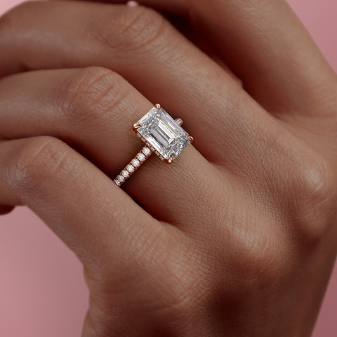2.10 CT Emerald Cut Solitaire Pave Setting Moissanite Engagement Ring 9 2.10 CT Emerald Cut Solitaire Pave Setting Moissanite Engagement Ring 9