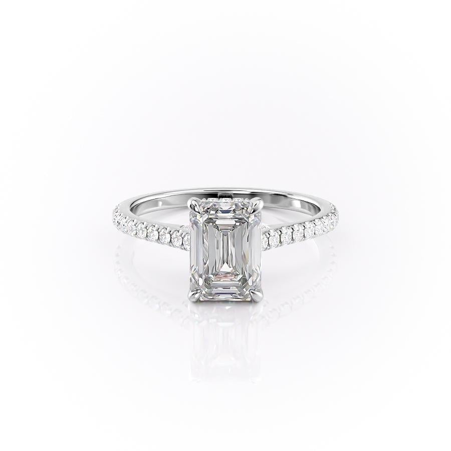 2.10 CT Emerald Cut Solitaire Pave Setting Moissanite Engagement Ring 10 2.10 CT Emerald Cut Solitaire Pave Setting Moissanite Engagement Ring 10