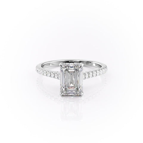 2.10 CT Emerald Cut Solitaire Pave Setting Moissanite Engagement Ring 10 2.10 CT Emerald Cut Solitaire Pave Setting Moissanite Engagement Ring 10