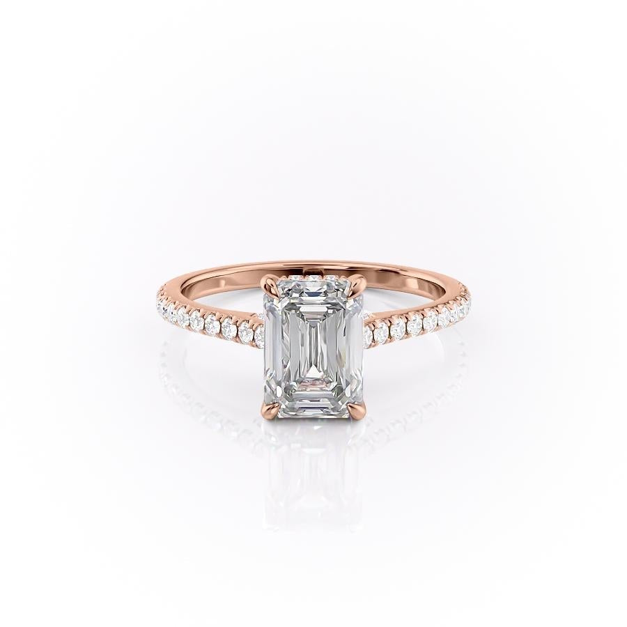 2.10 CT Emerald Cut Solitaire Pave Setting Moissanite Engagement Ring 12 2.10 CT Emerald Cut Solitaire Pave Setting Moissanite Engagement Ring 12
