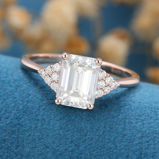 Emerald Cluster Lab Grown Diamond Engagement Ring
