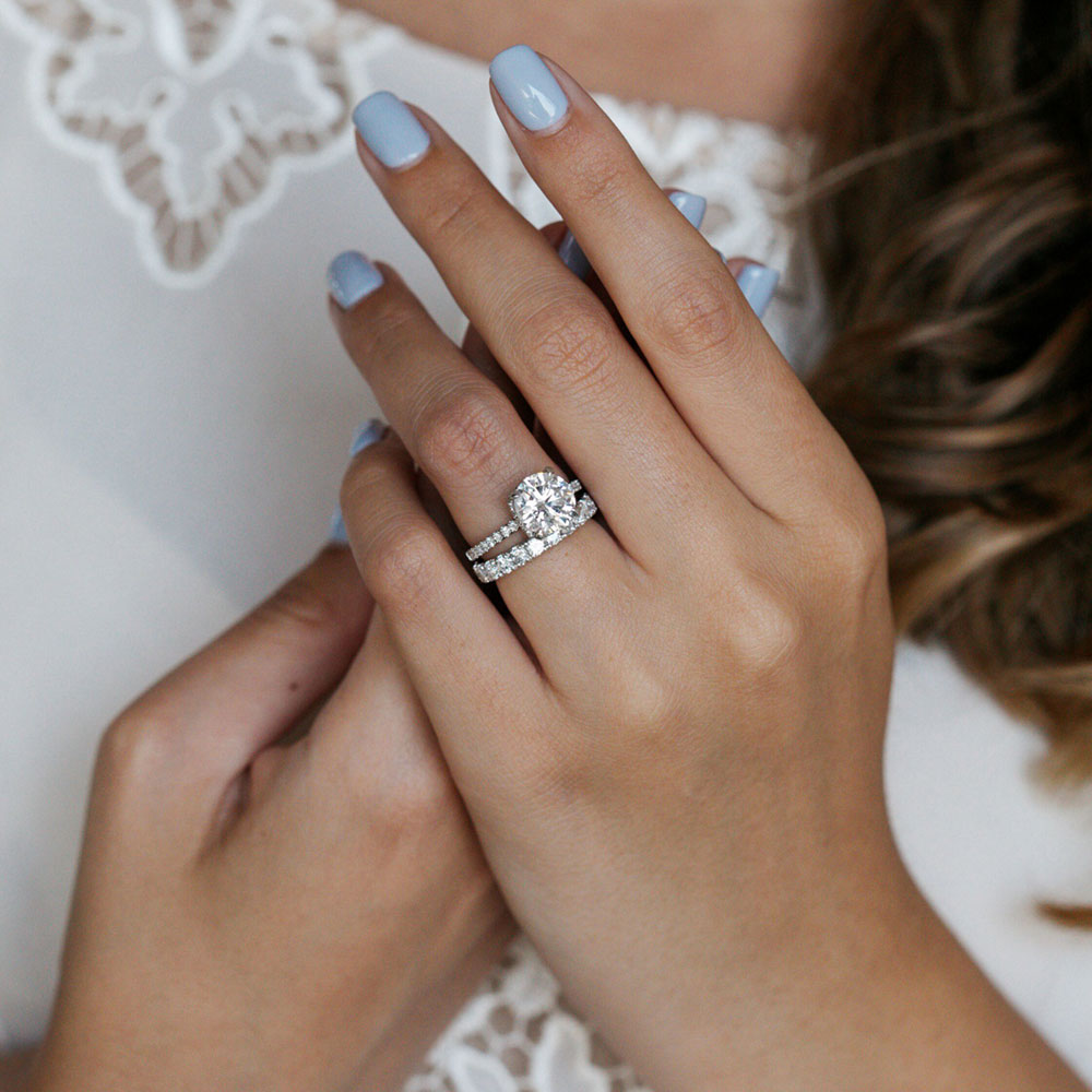 1.7 CT Round Cut Hidden Halo Pave Moissanite Engagement Ring 3 1.7 CT Round Cut Hidden Halo Pave Moissanite Engagement Ring 3