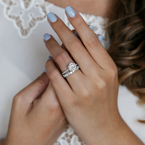 1.7 CT Round Cut Hidden Halo Pave Moissanite Engagement Ring 3 1.7 CT Round Cut Hidden Halo Pave Moissanite Engagement Ring 3