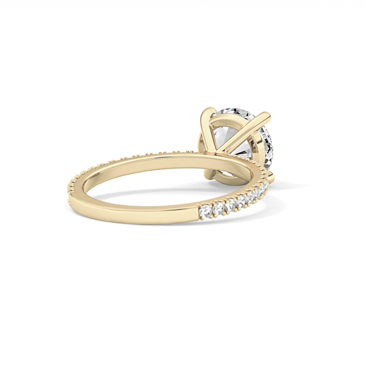 Round Pave Lab Grown Diamond Engagement Ring