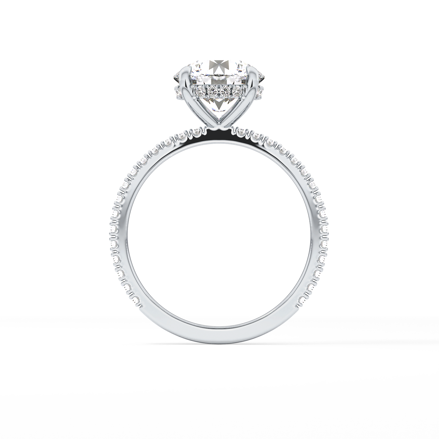 Round Pave Lab Grown Diamomd Engagement Ring