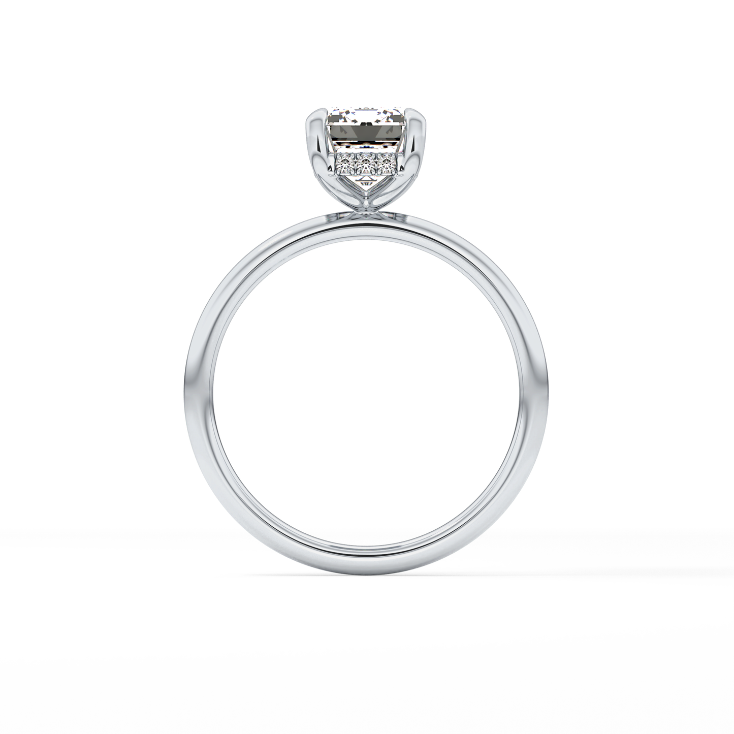 Emerald Hidden Halo Lab Grown Diamond Engagement Ring