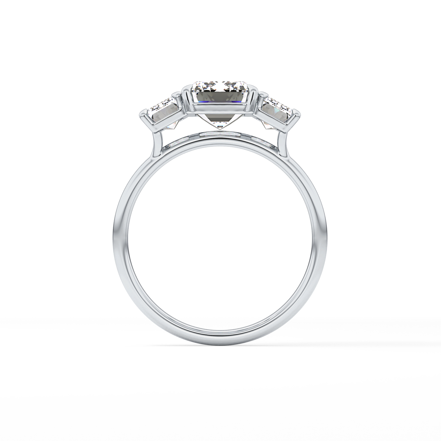 Emerald Three Stone Lab Grown Diamond Engagement Ring