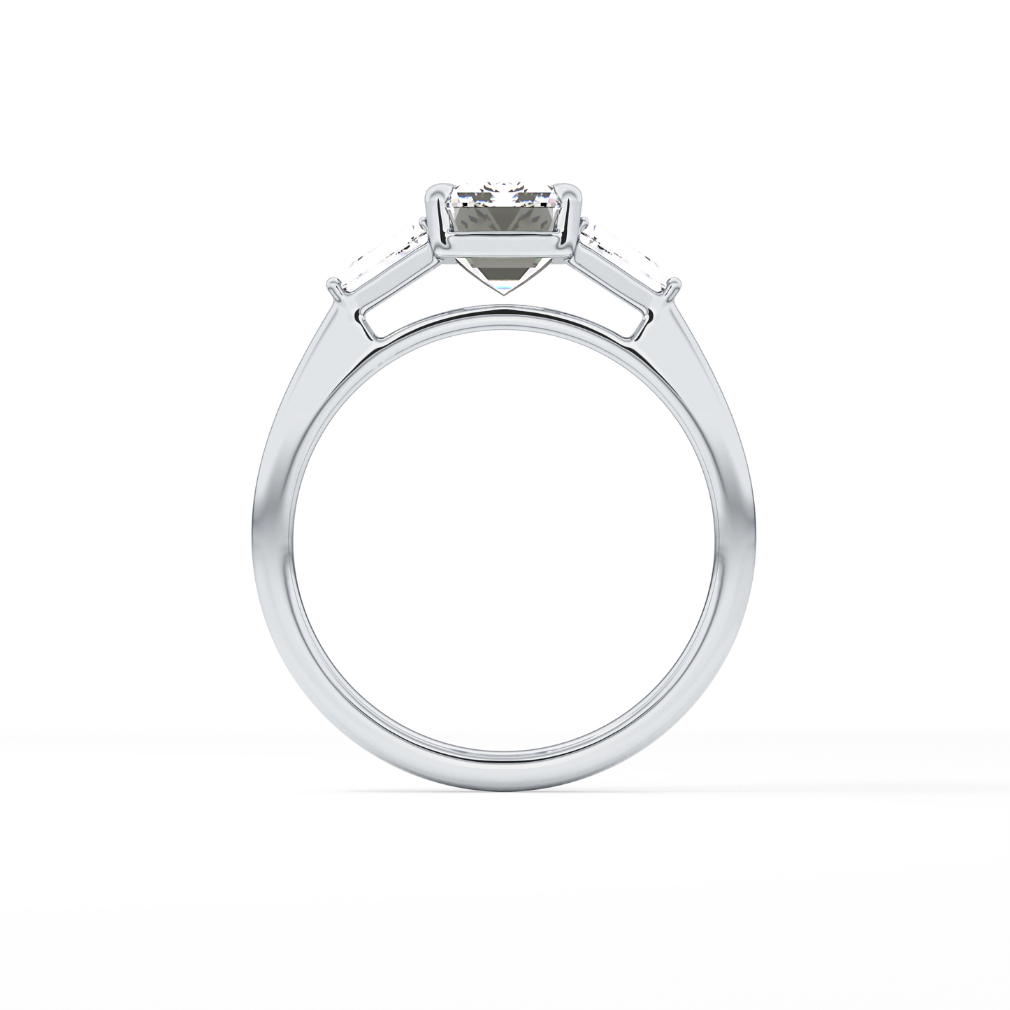 Emerald Three Stone Lab Grown Diamond Engagement Ring
