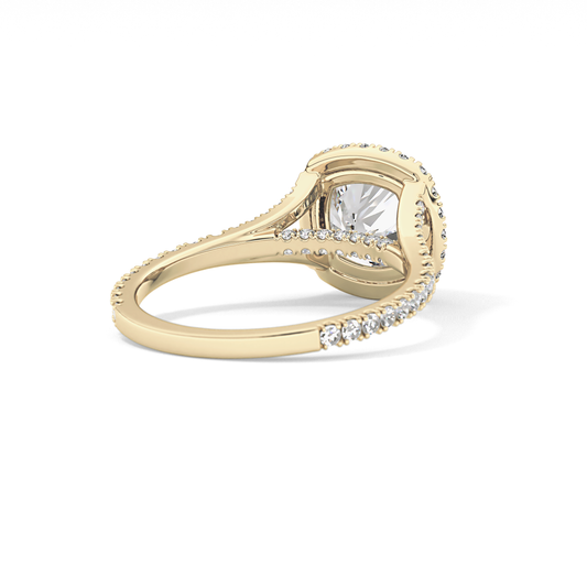 Cushion Halo & Pave Split Shank Lab Grown Diamond Engagement Ring
