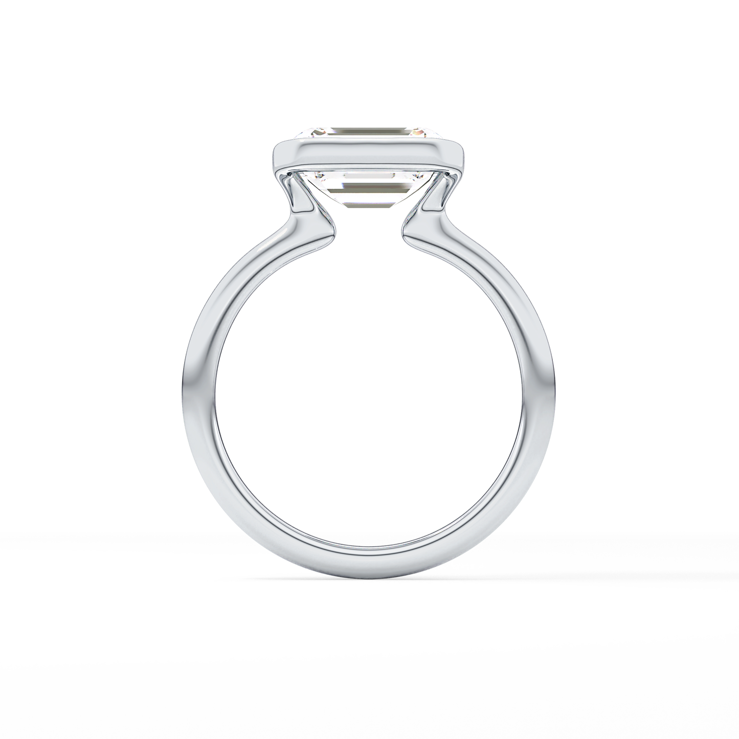 East West Emerald Half Bezel Solitaire Lab Grown Diamond Engagement Ring