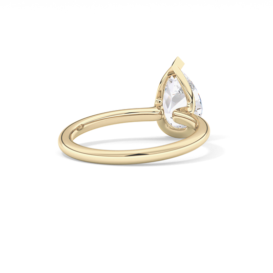 Pear Half Bezel Lab Grown Diamond Engagement Ring