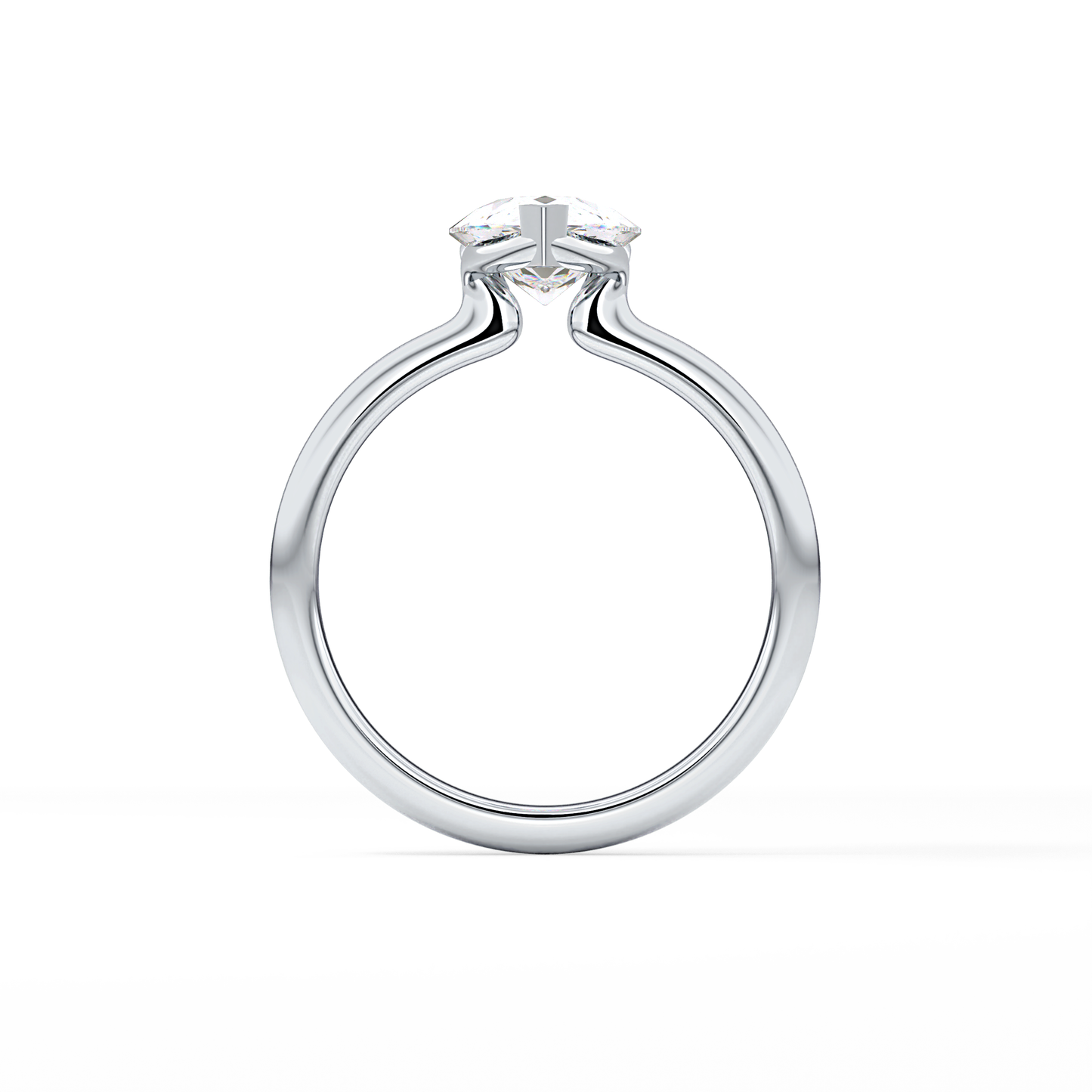 Pear Half Bezel Lab Grown Diamond Engagement Ring
