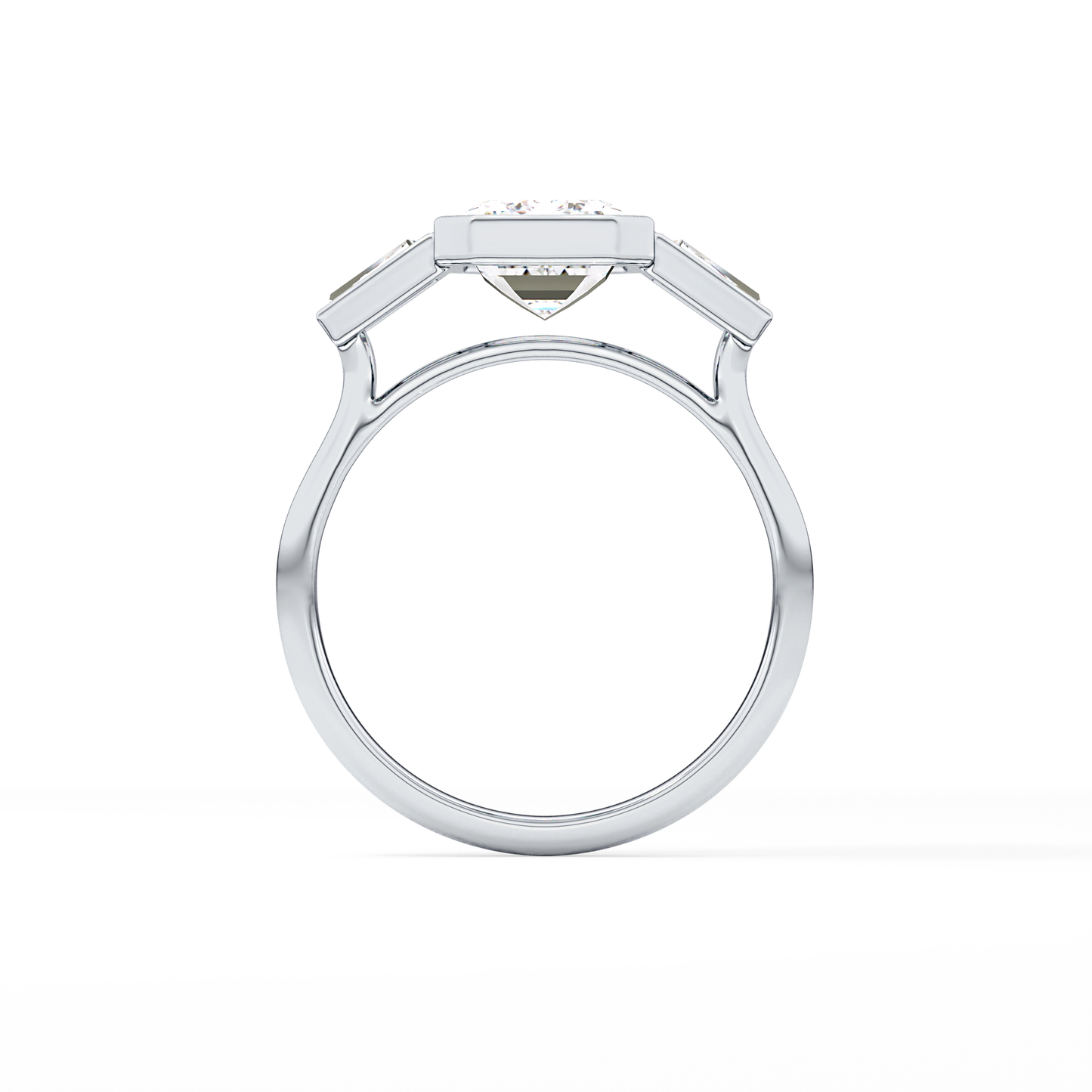 Emerald Three Stone Lab Grown Diamond Engagement Ring