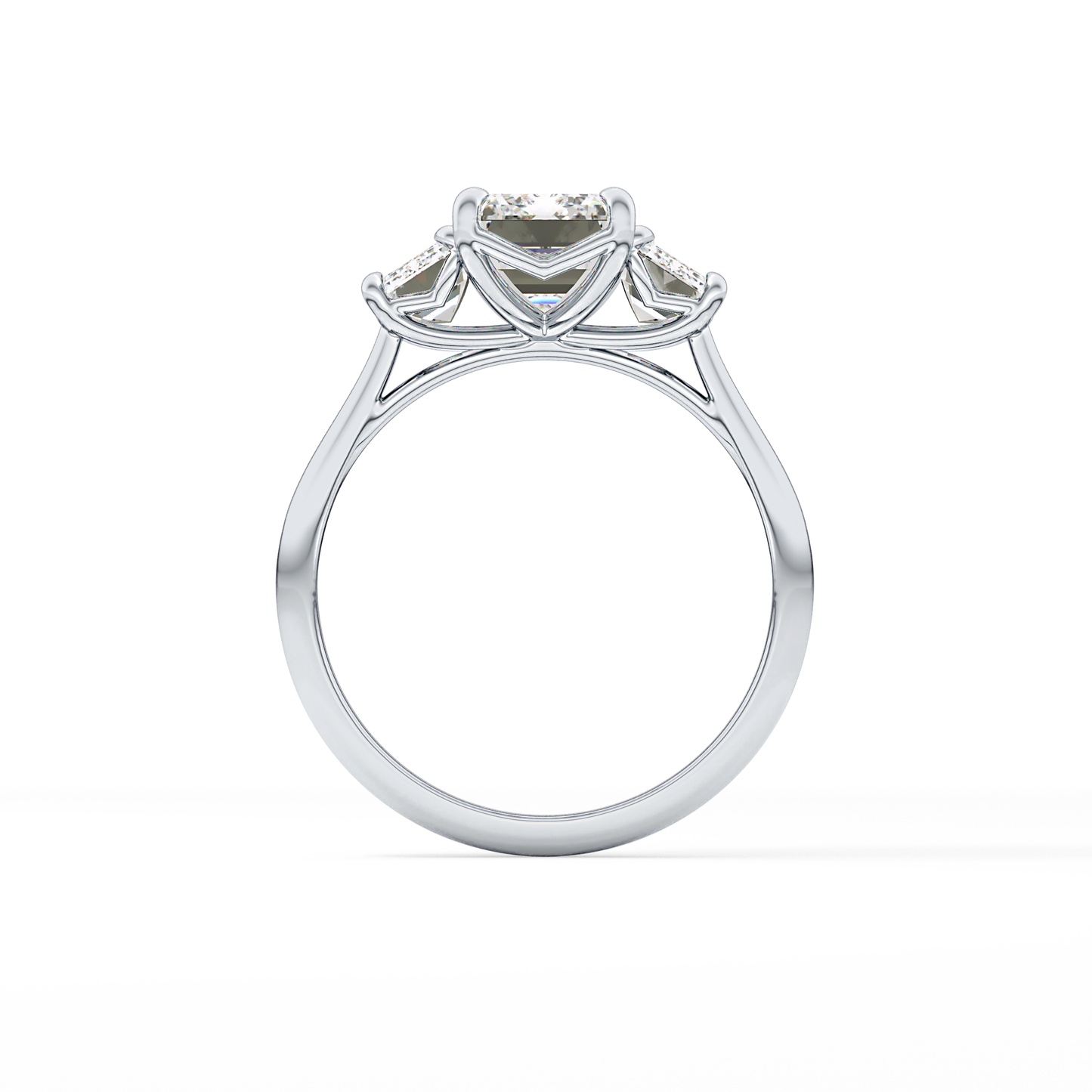 Emerald Three Stone Lab Grown Diamond Engagement Ring