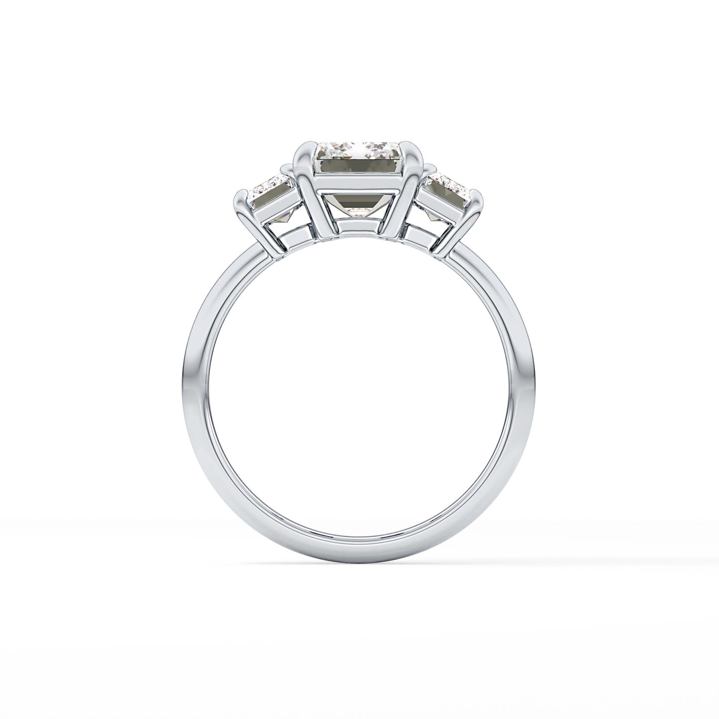Emerald Three Stone Lab Grown Diamond Engagement Ring