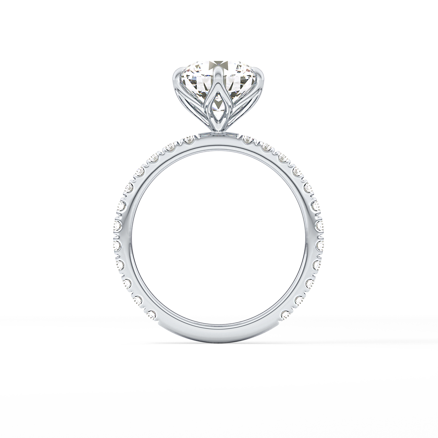 Round Pave Lab Grown Diamond Engagement Ring