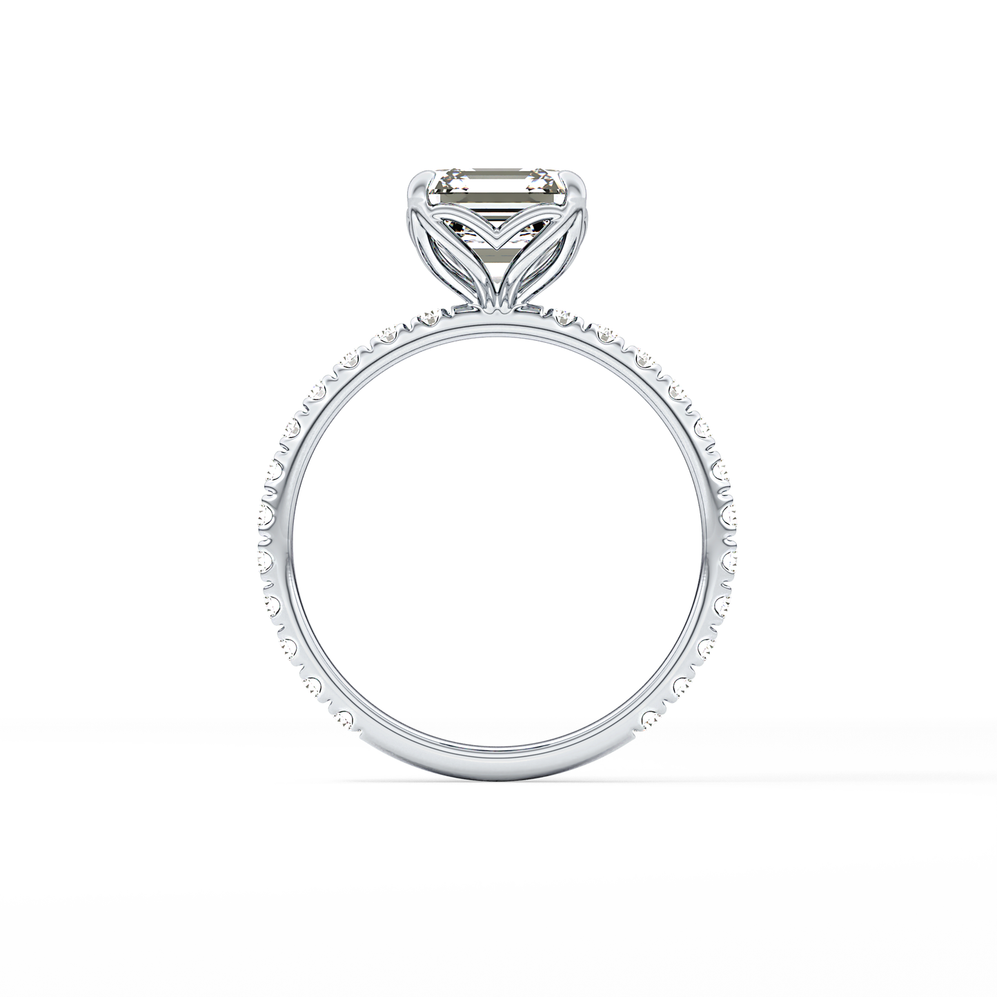 Asscher Pave Lab Grown Diamond Engagement Ring