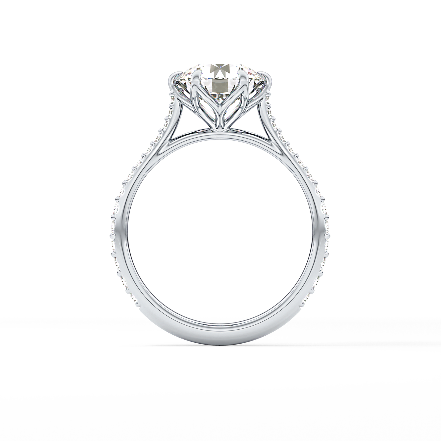 Round Pave Lab Grown Diamond Engagement Ring