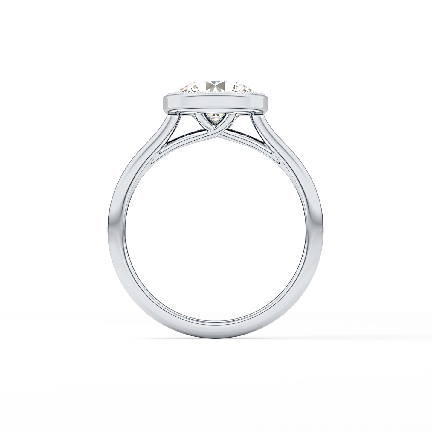 Round Bezel Lab Grown Engagement Ring