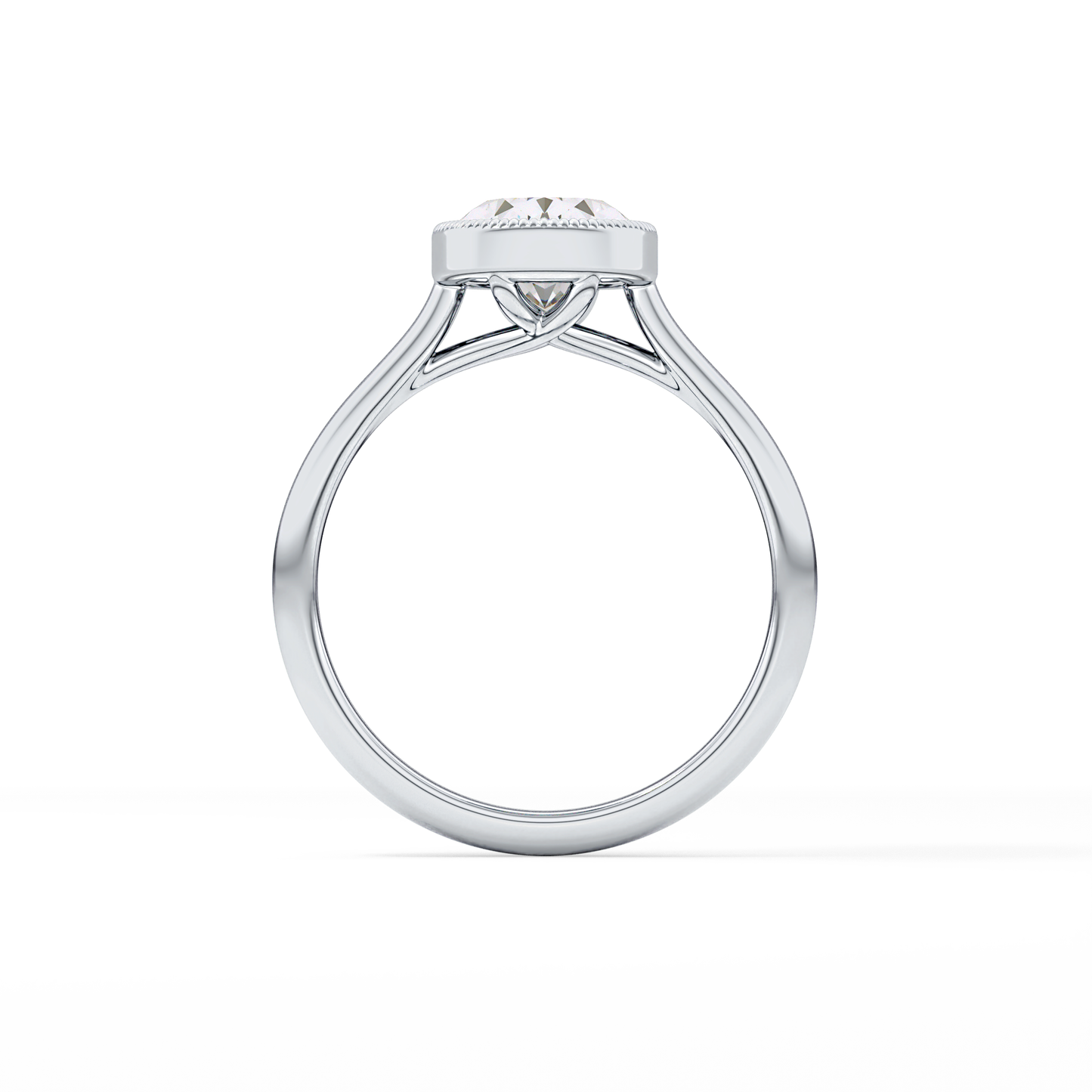 Oval Bezel Lab Grown Engagement Ring
