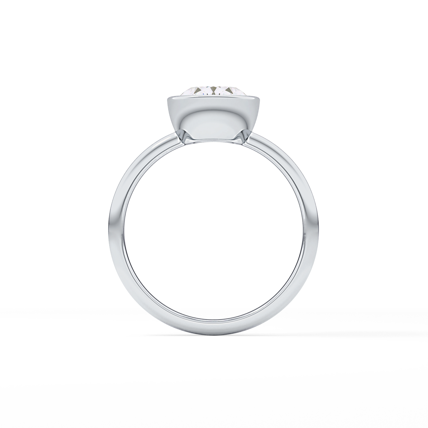 Oval Bezel Lab Grown Engagement Ring