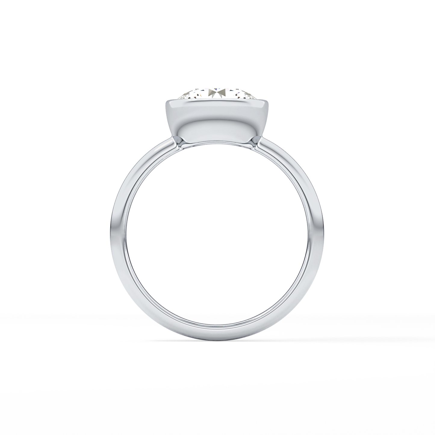 Round Bezel Lab Grown Engagement Ring