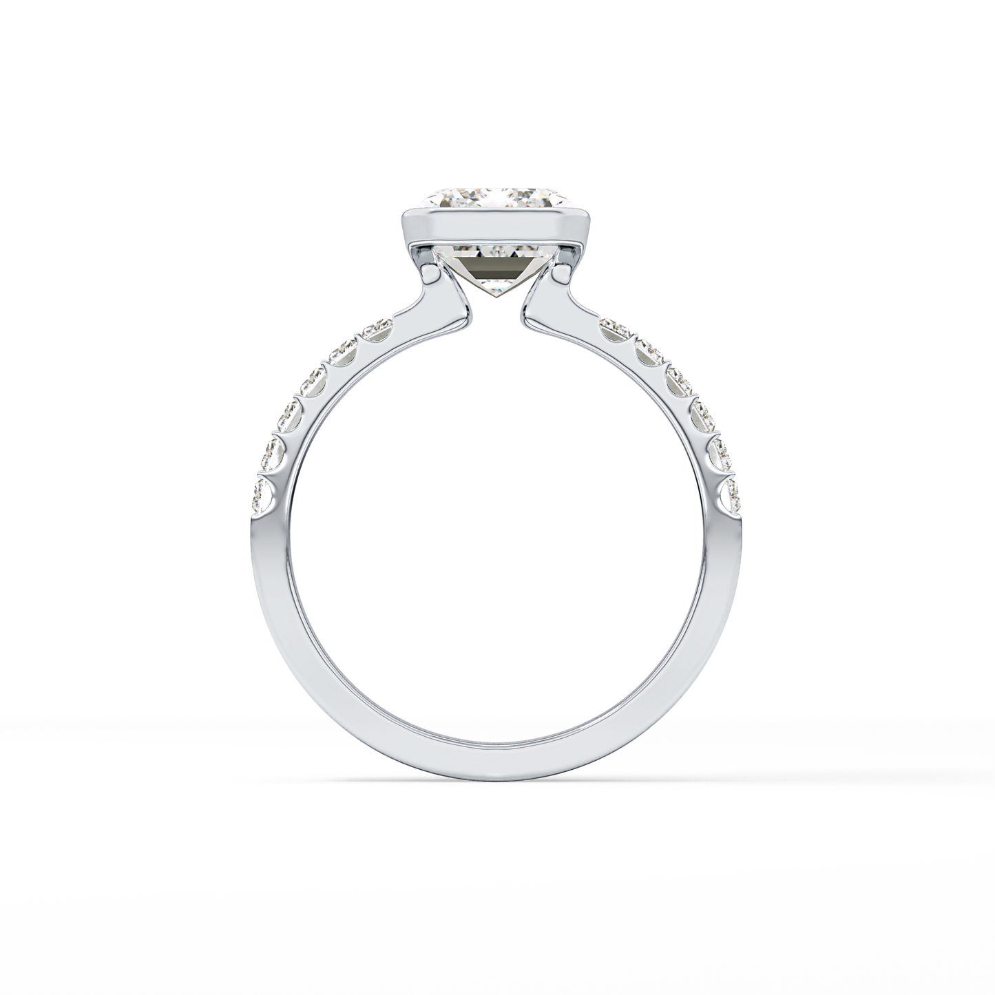 Emerald Half Bezel & Pave Lab Grown Diamond Engagement Ring