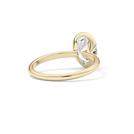 Oval Solitaire Half Bezel Lab Grown Diamond Engagement Ring