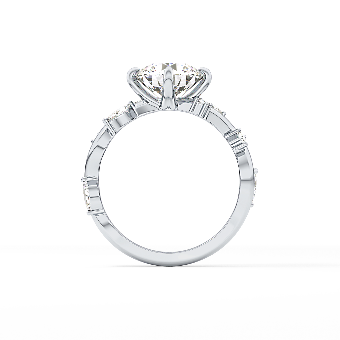 Round Twig Pave Lab Grown Diamond Engagement Ring