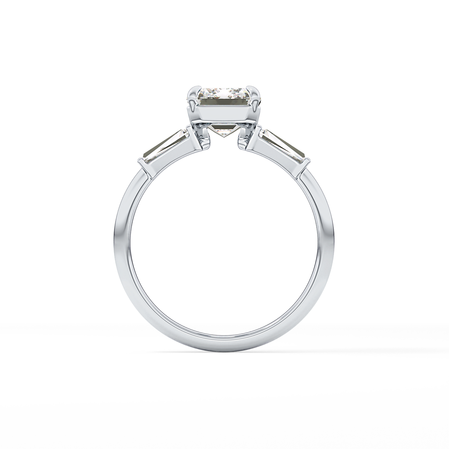 Emerald Three Stone Lab Grown Diamond Engagement Ring