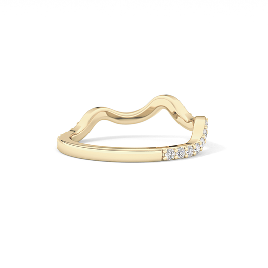 0.58 TCW Round Lab Grown Diamond Curved Wedding Band