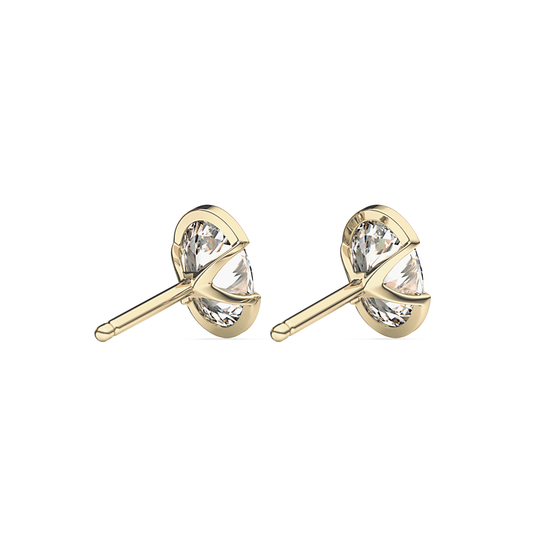 1 TCW Oval Half Bezel Lab Grown Diamond Stud Earrings