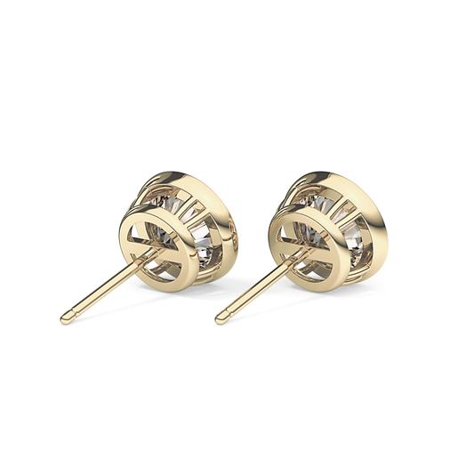 1 TCW Round Bezel Lab-Grown Diamond Stud Earrings