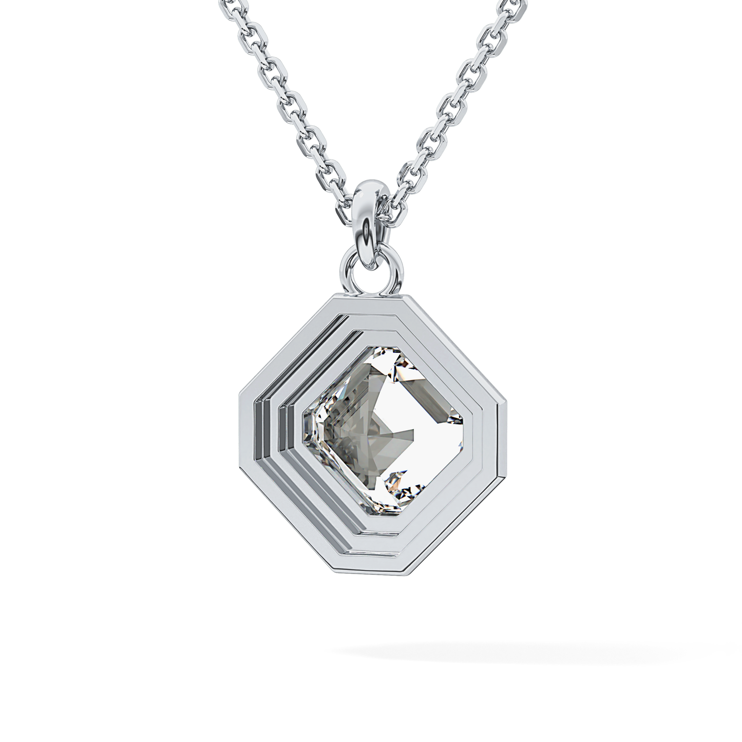 2 CT Asscher Lab-Grown Diamond Solitaire & Bezel Necklace