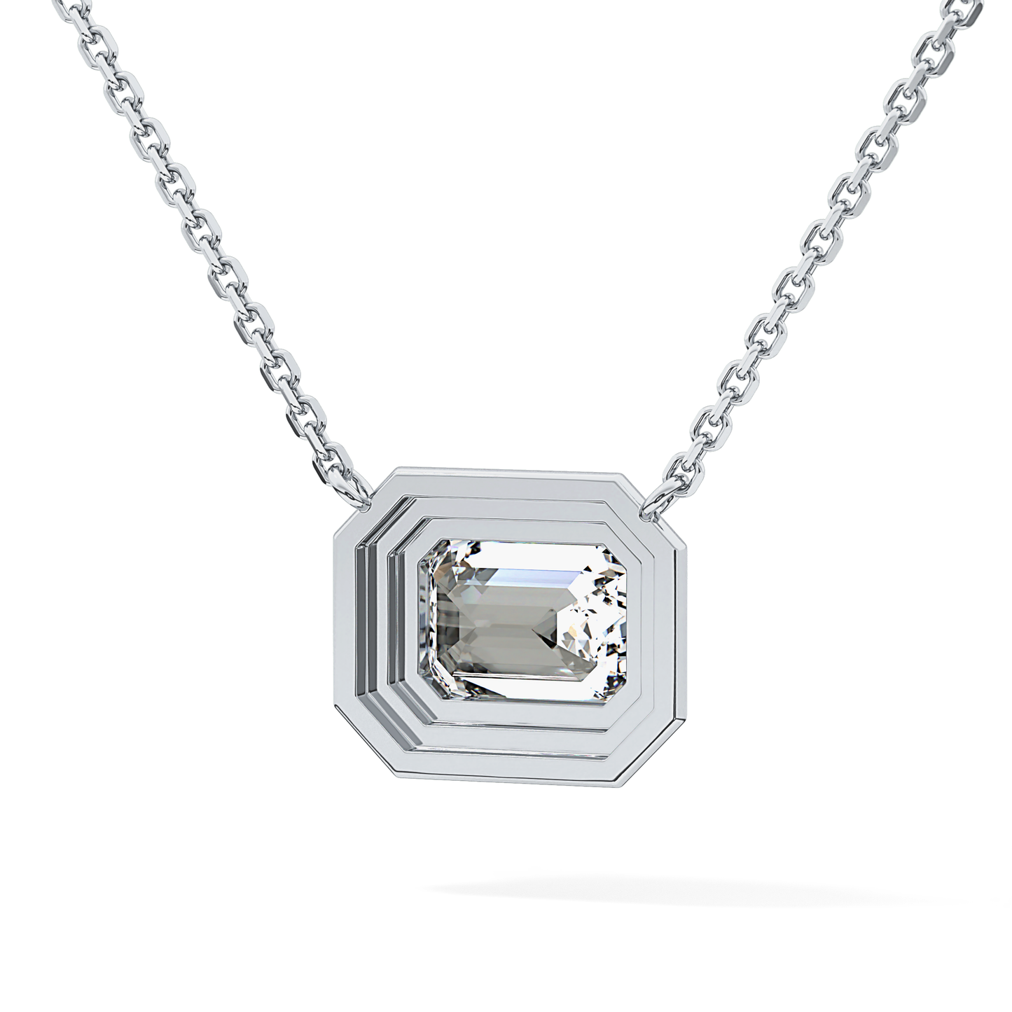 2 CT Emerald Lab-Grown Diamond Solitaire & Bezel Necklace