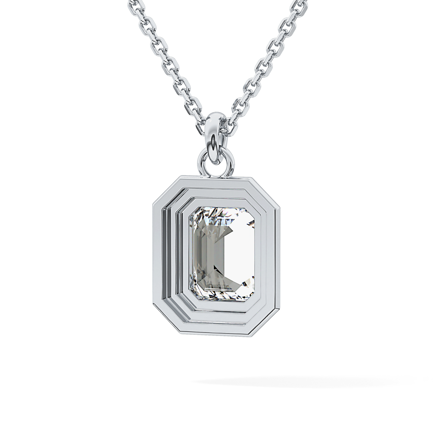 2 CT Emerald Lab-Grown Diamond Solitaire & Bezel Necklace