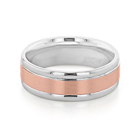 Two Tone Brushed Finish Men's Wedding band 2 Two Tone Brushed Finish Men's Wedding band 2