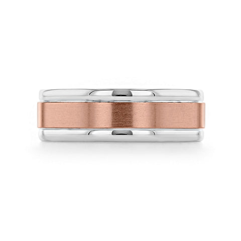 Two Tone Brushed Finish Men's Wedding band 1 Two Tone Brushed Finish Men's Wedding band 1