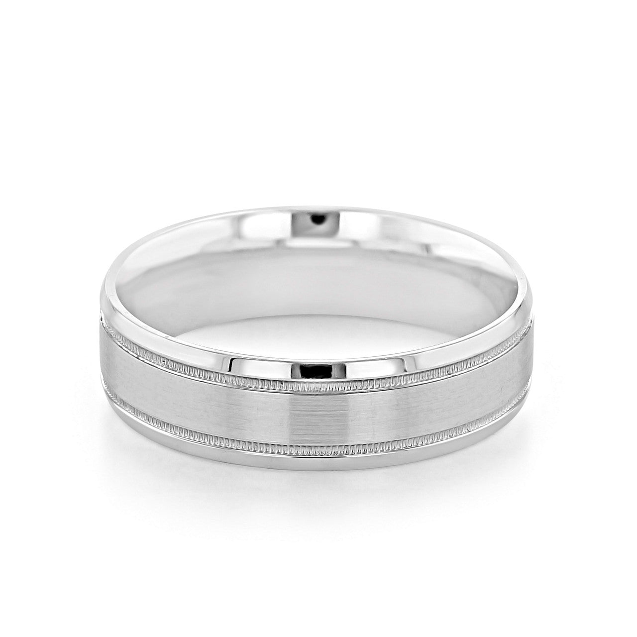 Milgrain Brushed Polish Men's Wedding Band 4 Milgrain Brushed Polish Men's Wedding Band 4