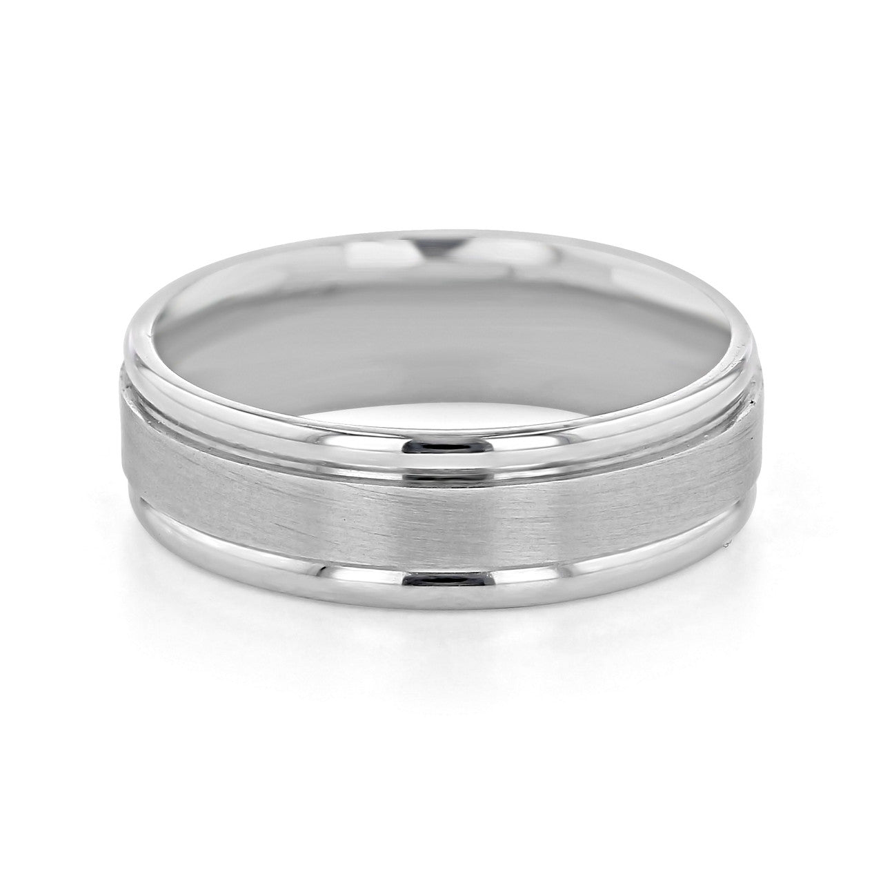 Satin-Finish White Gold Classic Men's Band 1 Satin-Finish White Gold Classic Men's Band 1