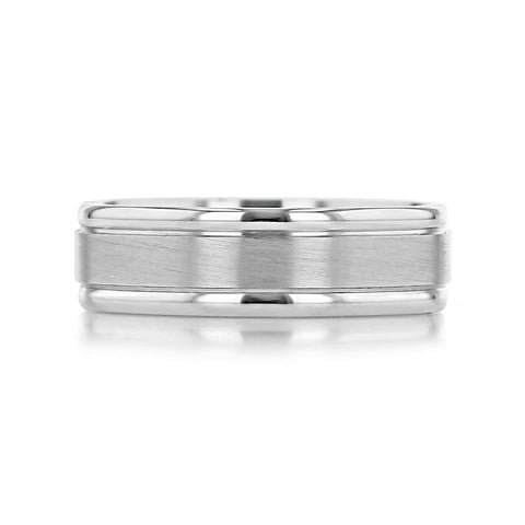 Satin-Finish White Gold Classic Men's Band 3 Satin-Finish White Gold Classic Men's Band 3