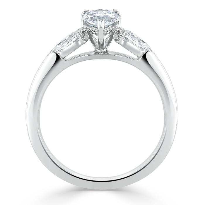 1.0 CT Pear Cut Moissanite Three Stone Engagement Ring 2 1.0 CT Pear Cut Moissanite Three Stone Engagement Ring 2