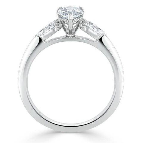 1.0 CT Pear Cut Moissanite Three Stone Engagement Ring 2 1.0 CT Pear Cut Moissanite Three Stone Engagement Ring 2